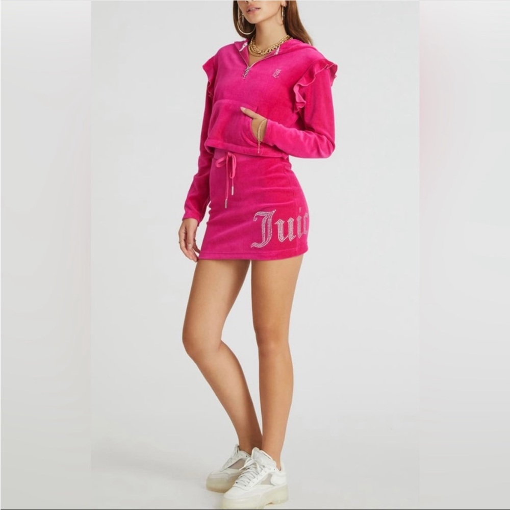 Juicy Couture Velour Mini Skirt with Bling